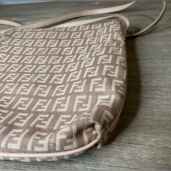 Fendi Zucchino Vitello Pink Canvas Crossbody or Shoulder Bag | Fair Condition - Picture 12 of 17